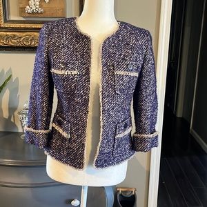 Talbots Purple Tweed Open Front Wool/Mohair/Alpaca Blazer Size 2 Petite